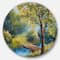 Designart - Summer Forest with Beautiful River' Landscape Circle Metal Wall Art